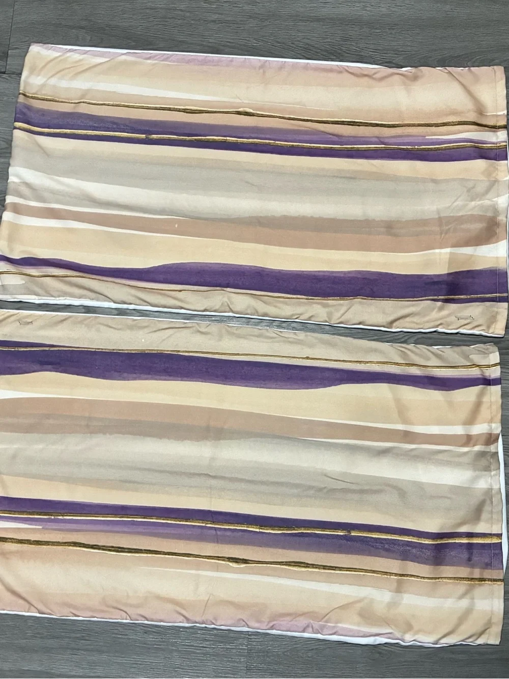 Striped Purple and Beige Duvet Cover Set - designArt